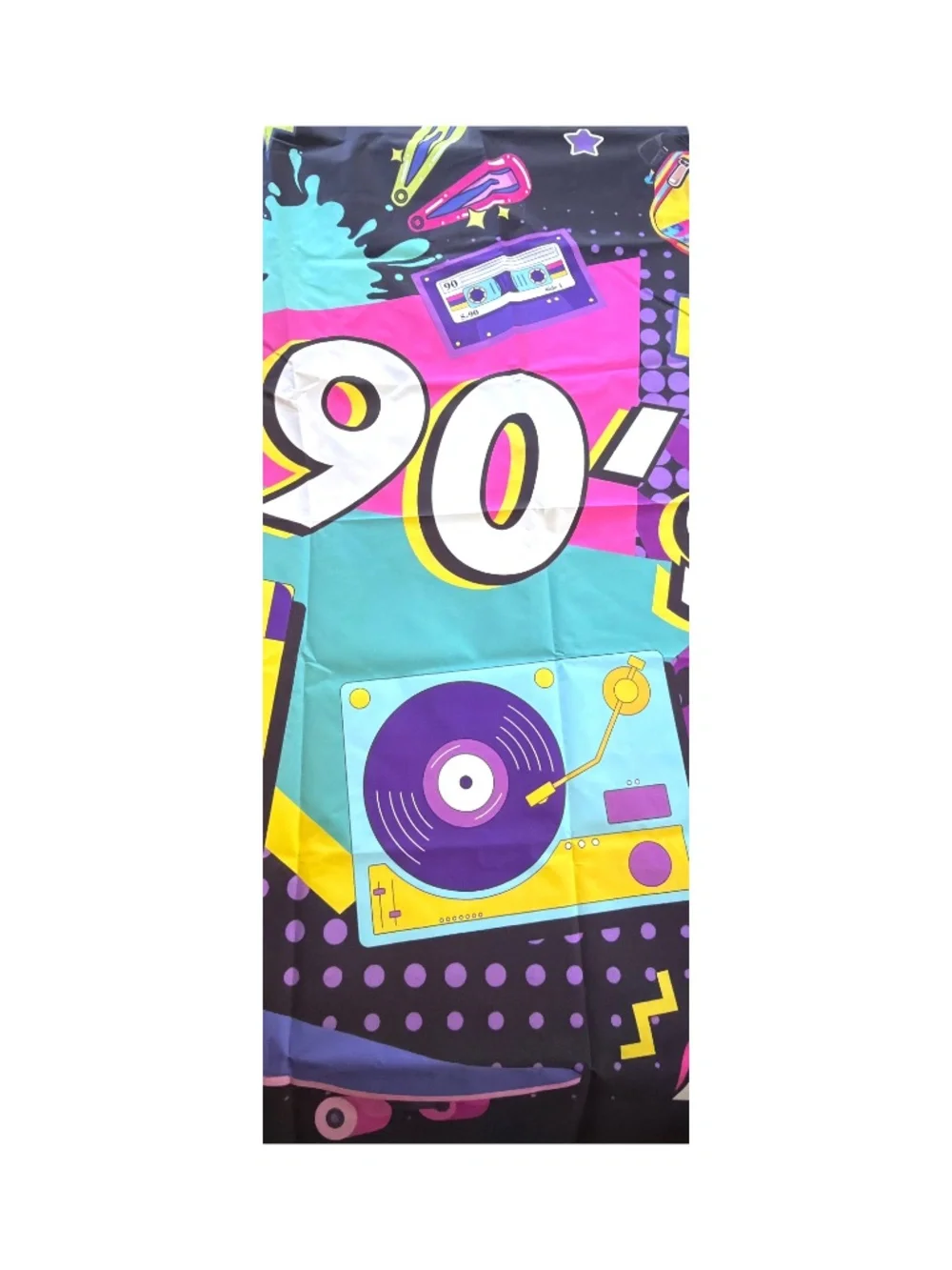 80s 90s Party Decorations 9pc Photo Booth Props + 7x5ft Backdrop New